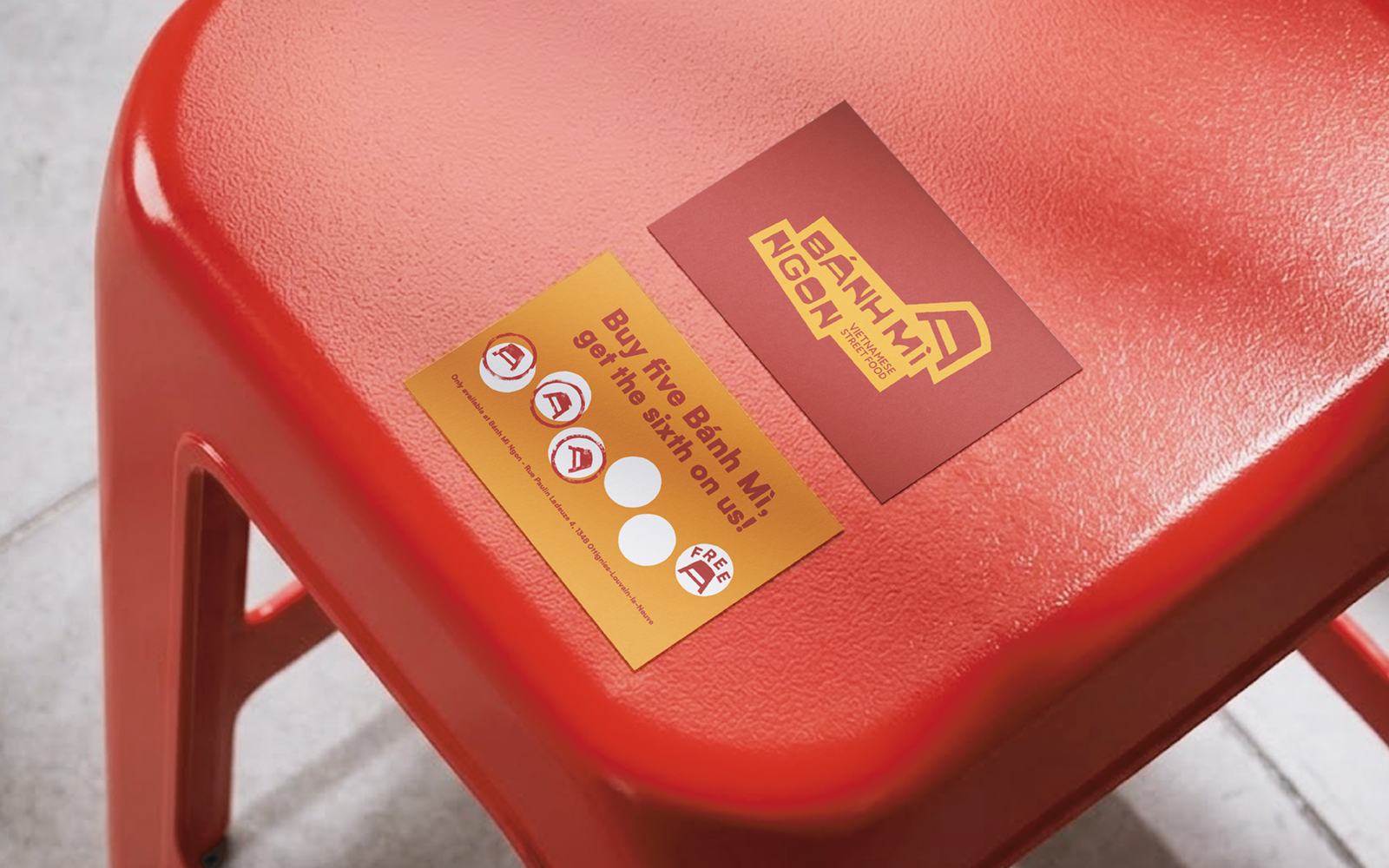 Cartes de fidélité Bánh Mì Ngon avec logo et identité graphique